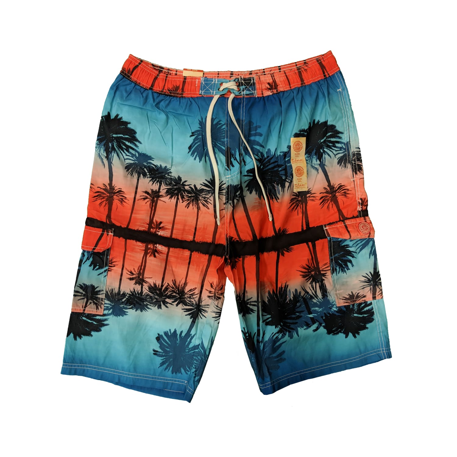 Kam Cargo Swim Shorts - KBS 391 - Orange / Blue 1