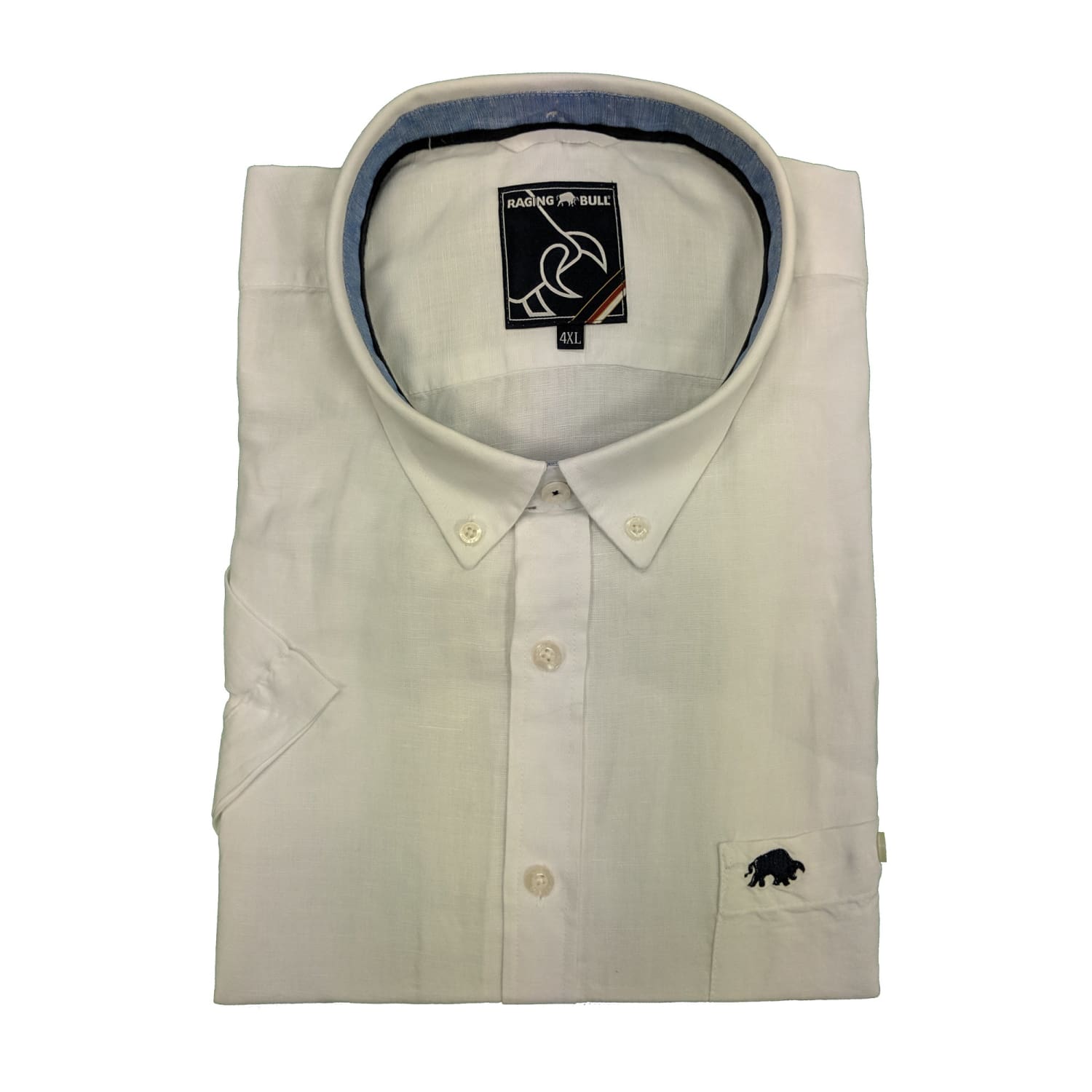 Raging Bull S/S Plain Linen Shirt - S1454 - White 1