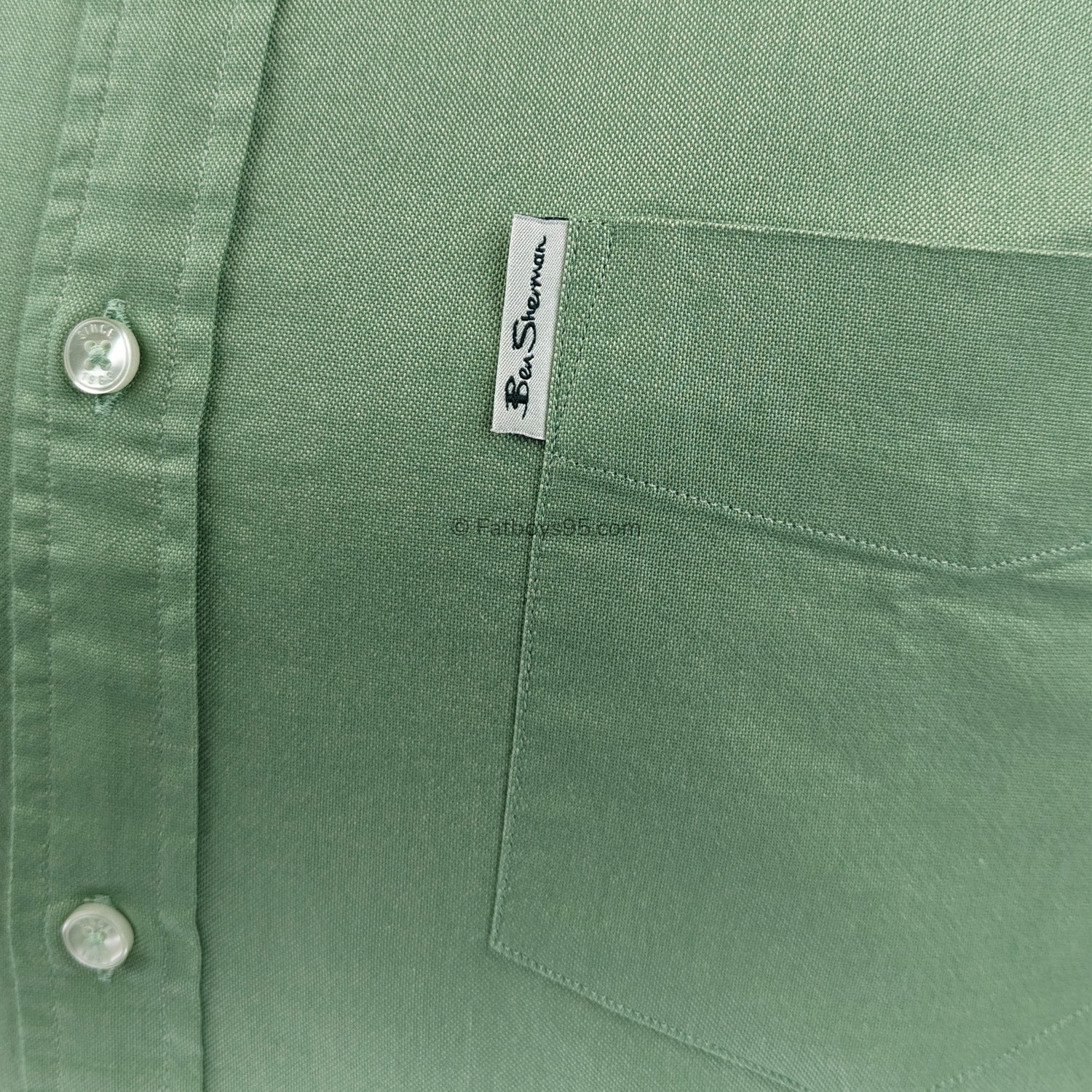 Ben Sherman S/S Oxford Shirt - 0065095IL - Grass Green 6