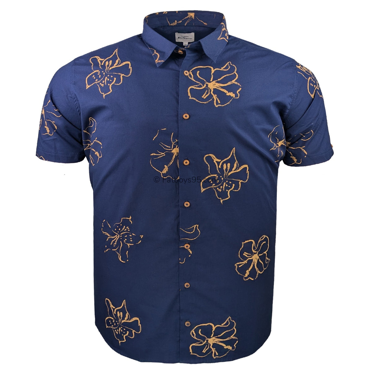 Ben Sherman S/S Floral Print Shirt - 0071108IL - Marine 1