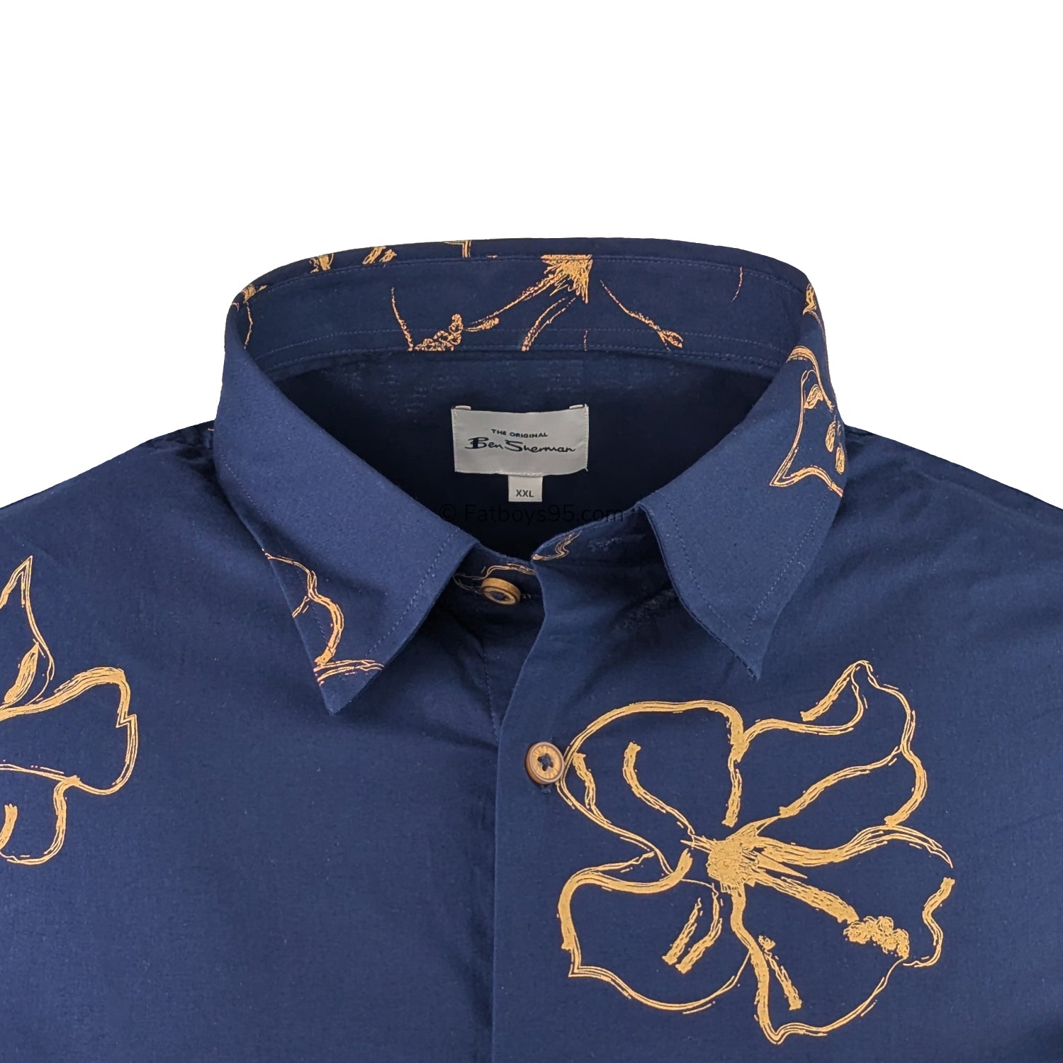 Ben Sherman S/S Floral Print Shirt - 0071108IL - Marine 2