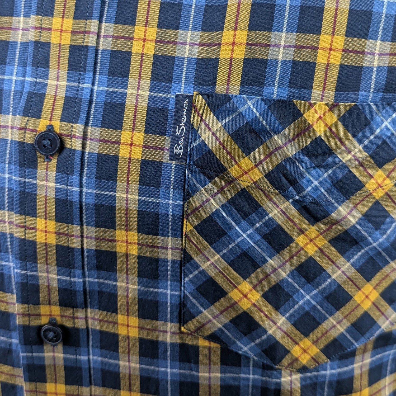 Ben Sherman S/S Gingham Check Shirt - 0071133IL - Gold 3