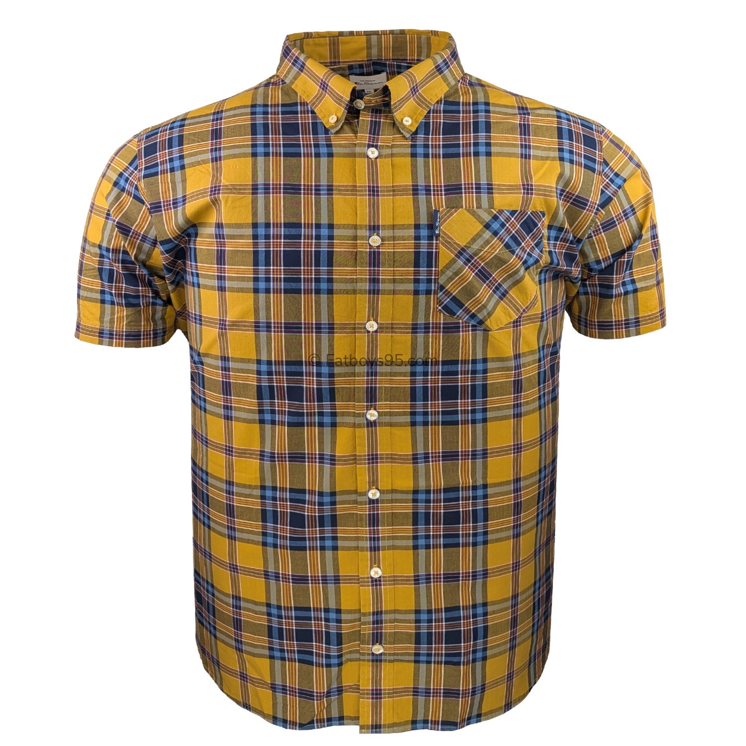 Ben Sherman S/S Classic Check Shirt - 0071135IL - Gold 1