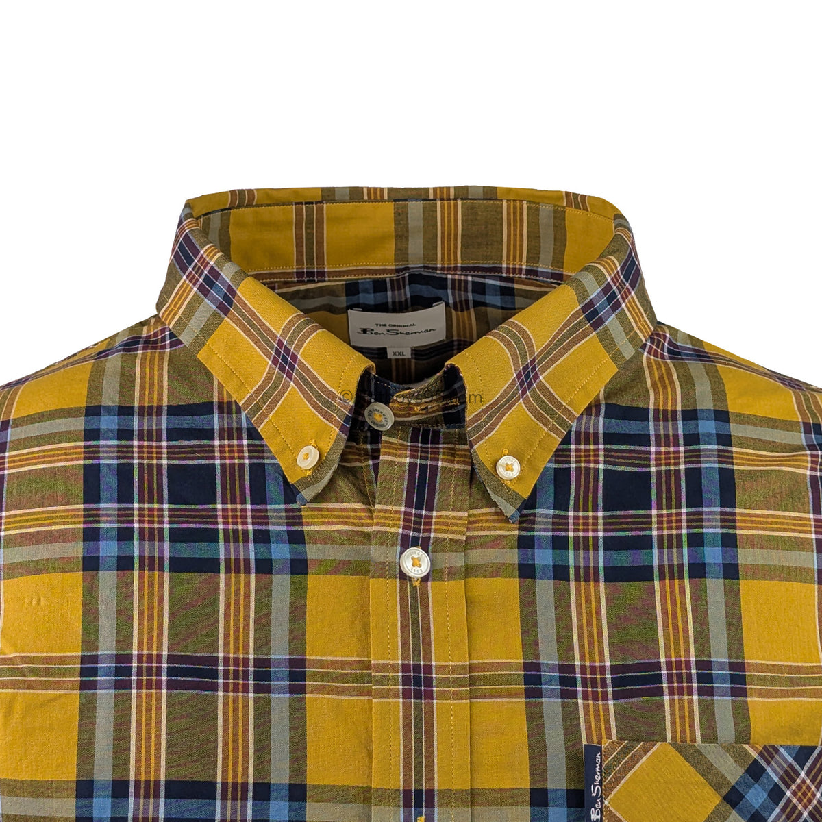 Ben Sherman S/S Classic Check Shirt - 0071135IL - Gold 2