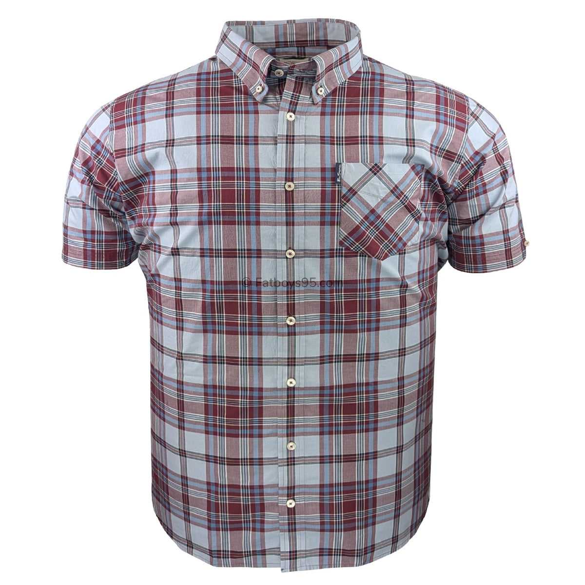 Ben Sherman S/S Classic Check Shirt - 0071135IL - Light Blue 1