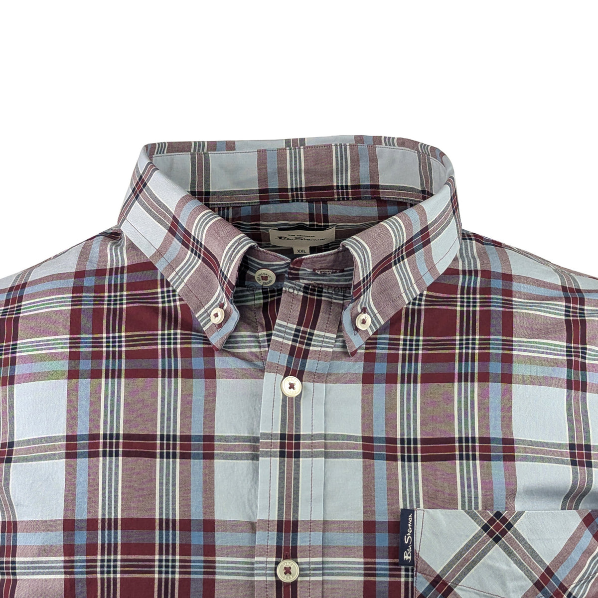 Ben Sherman S/S Classic Check Shirt - 0071135IL - Light Blue 2