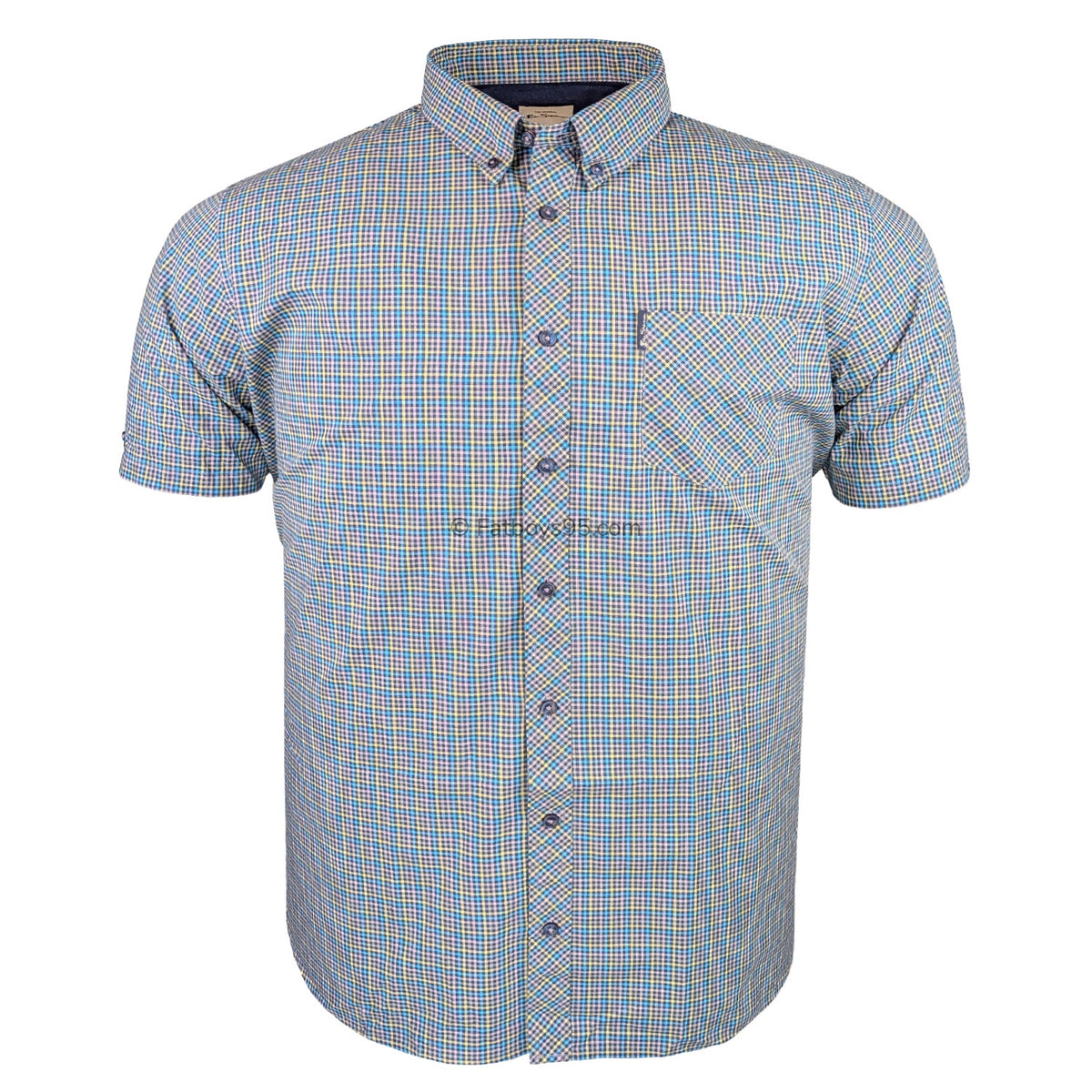 Ben Sherman S/S Mini Gingham Shirt - 0071136IL - Lilac 1