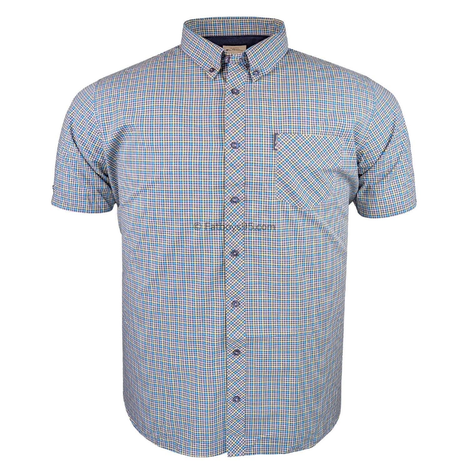 Ben Sherman S/S Mini Gingham Shirt - 0071136IL - Lilac 1