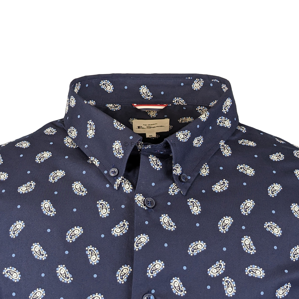 Ben Sherman Micro Paisley L/S Shirt - 0074125IL - Dark Navy 2