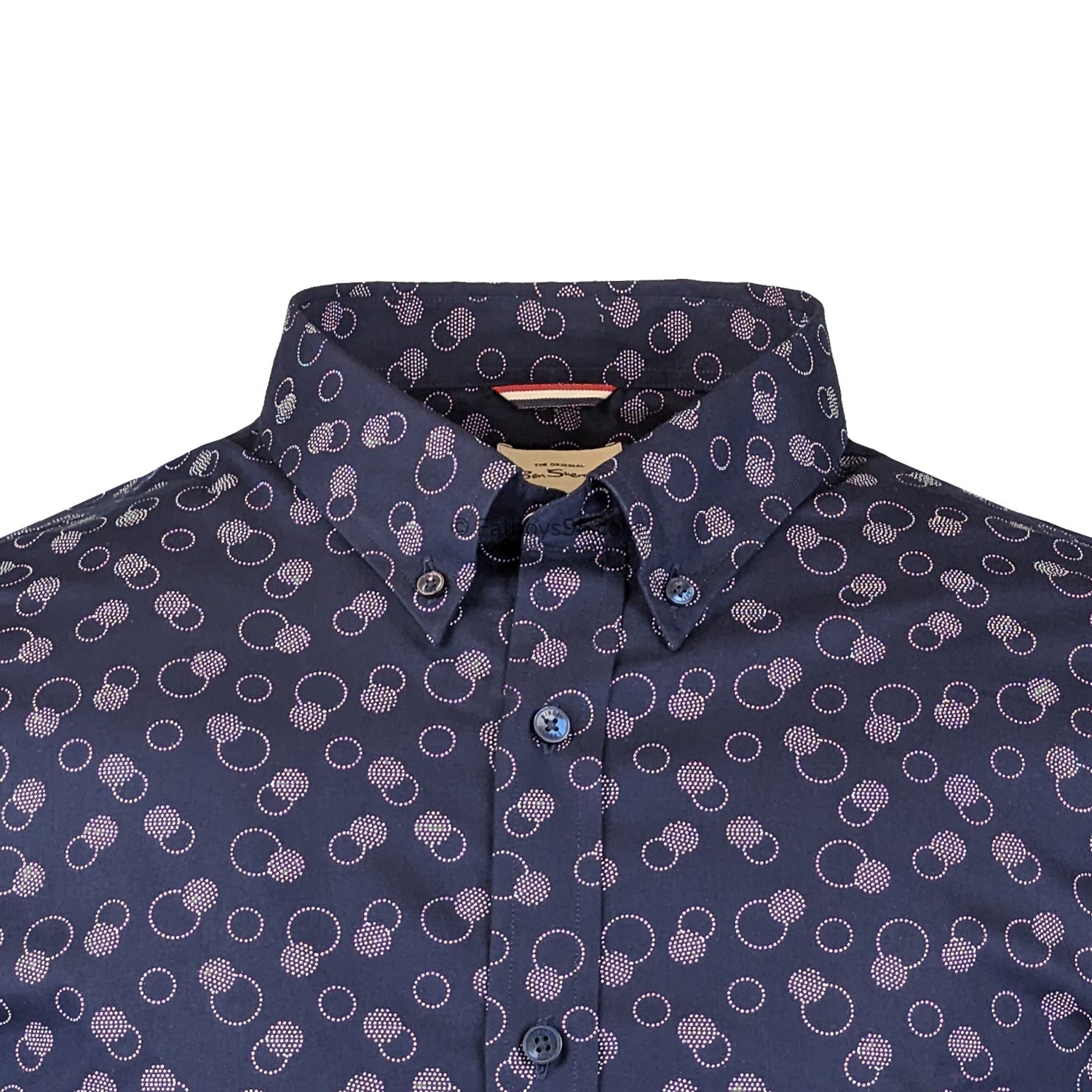 Ben Sherman Stipple L/S Shirt - 0074168IL - Dark Navy 2