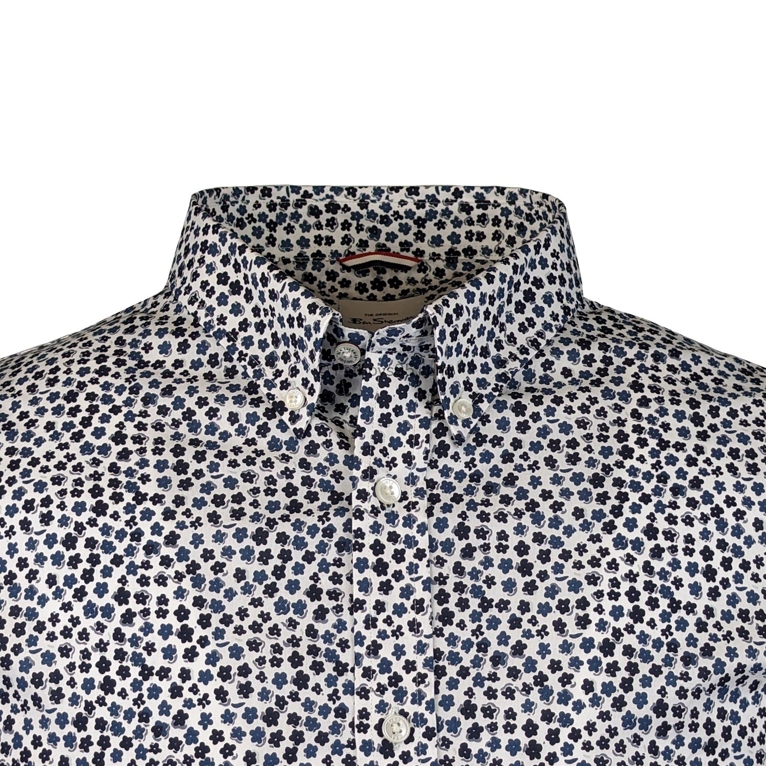 Ben Sherman Ditsy Floral L/S Shirt - 0074169IL - Snow White 2