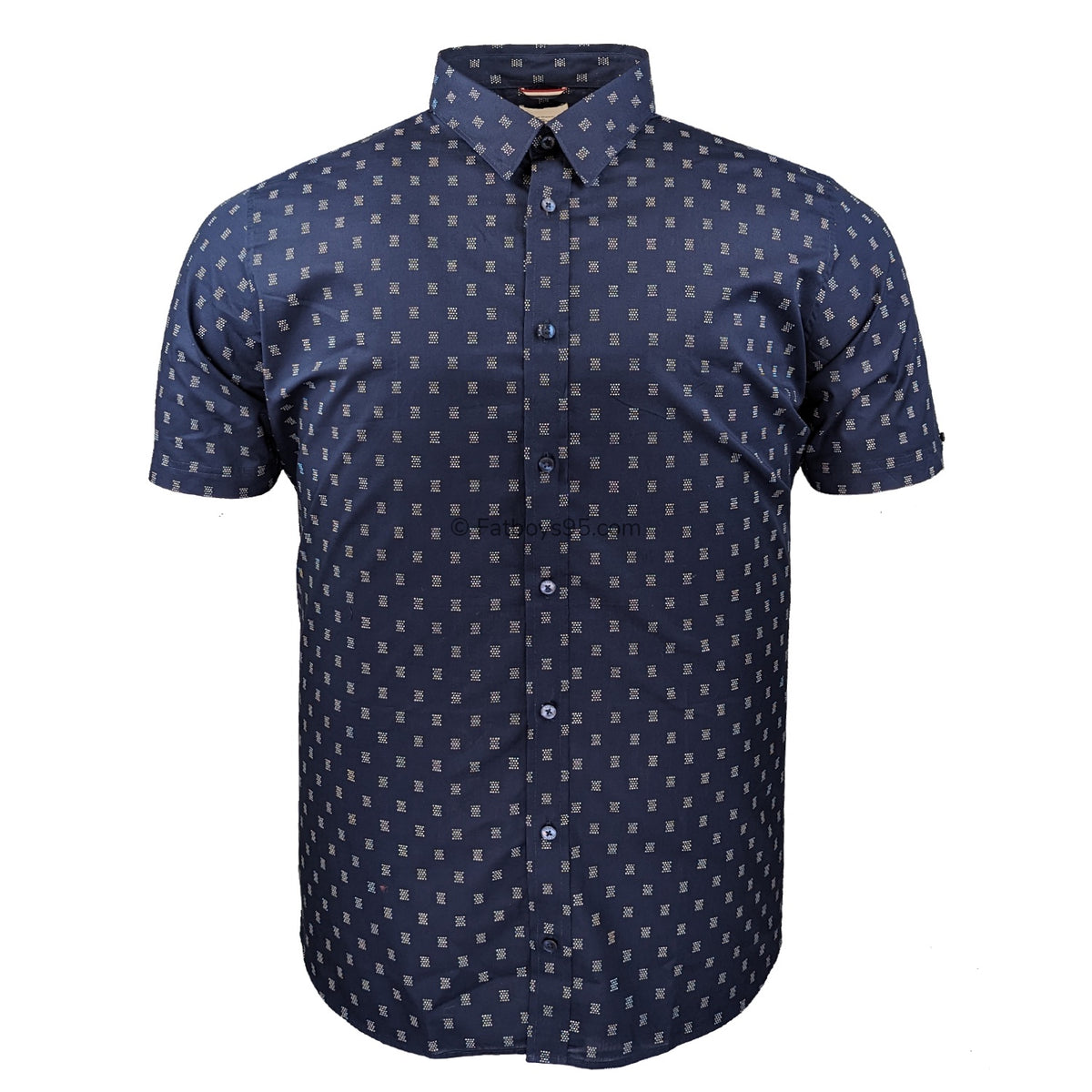 Ben Sherman Stipple Geo Print S/S Shirt - 0075906IL - Dark Navy 1