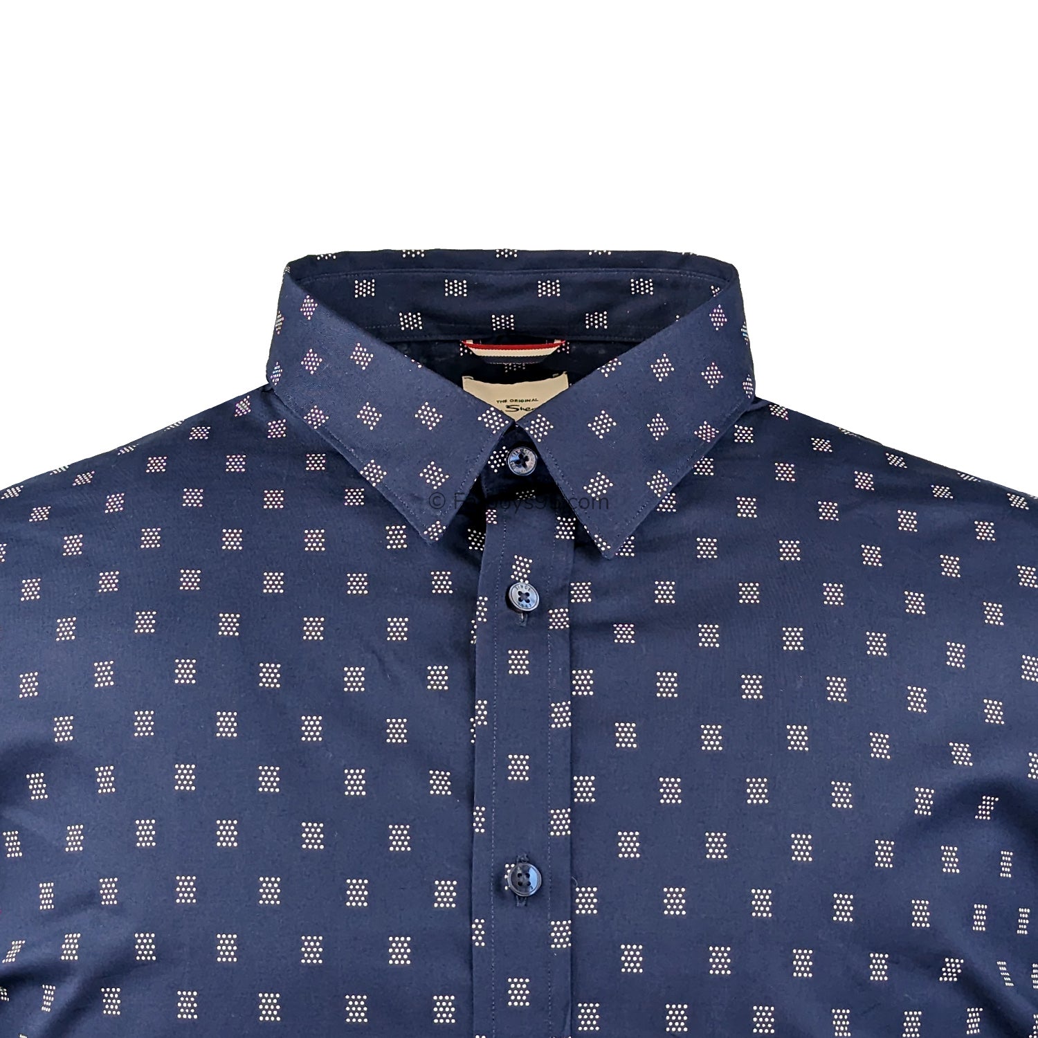 Ben Sherman Stipple Geo Print S/S Shirt - 0075906IL - Dark Navy 2