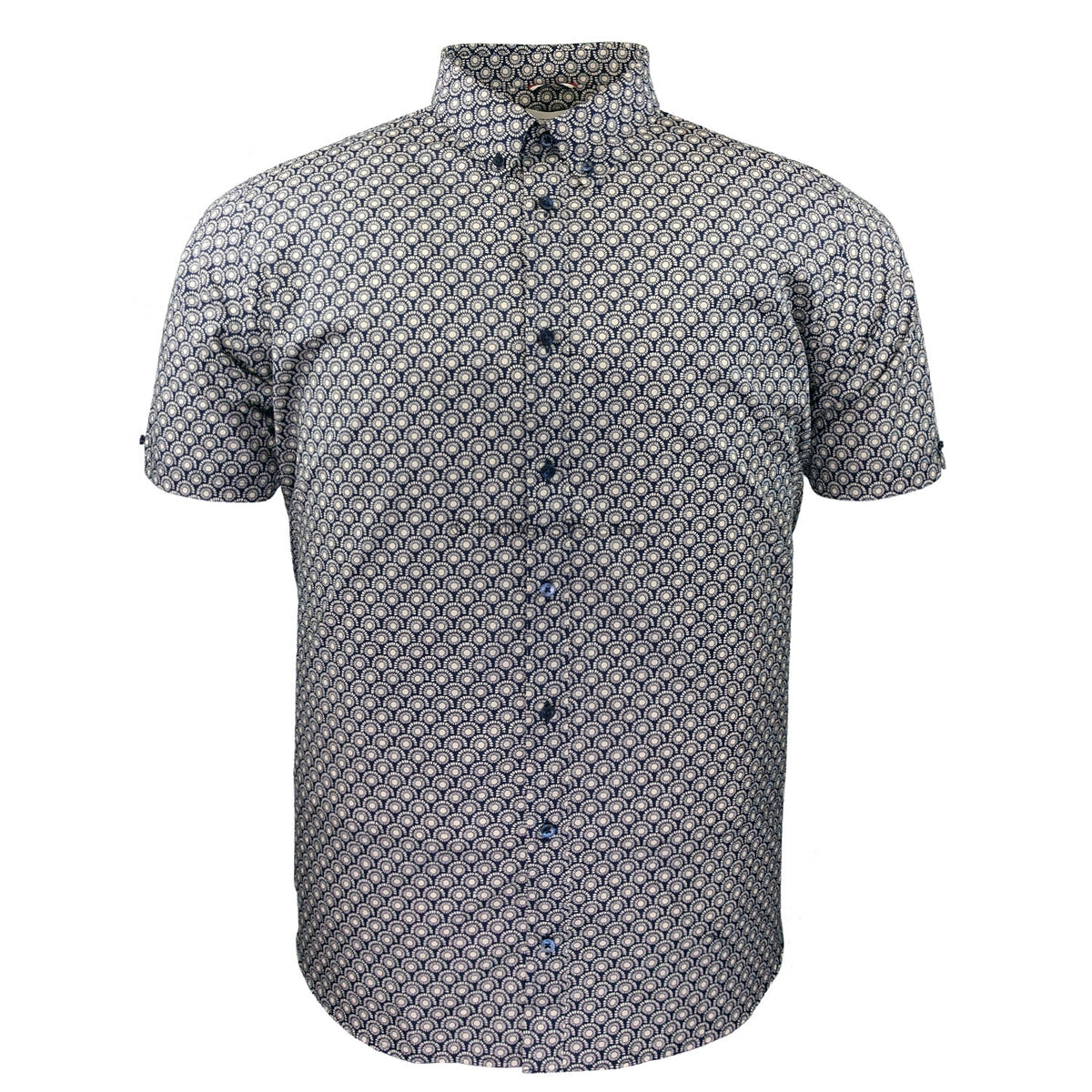 Ben Sherman Block Geo Print S/S Shirt - 0075908IL - Blue Ink 1