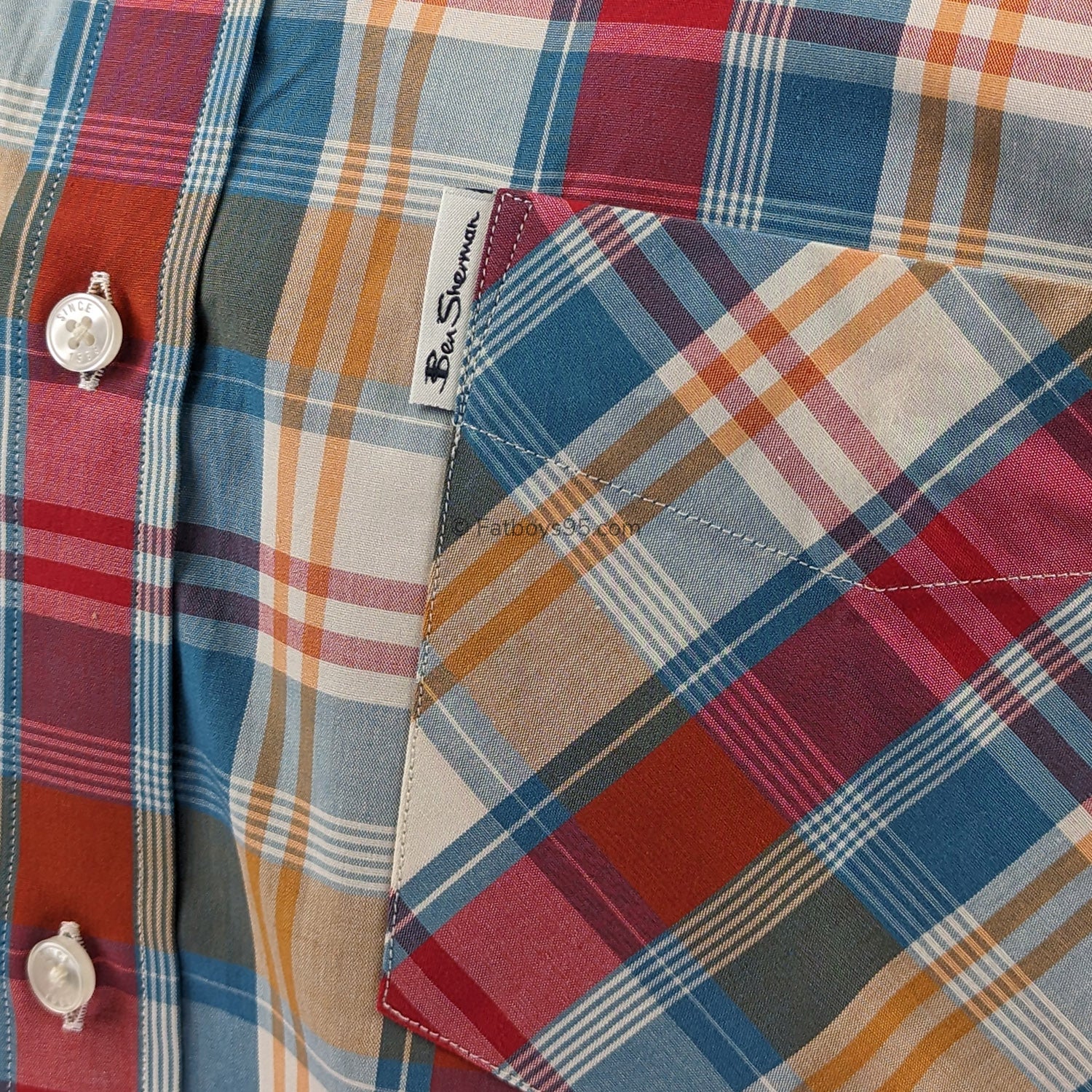 Ben Sherman Gingham Overcheck - 0075937IL - Kingfisher 3