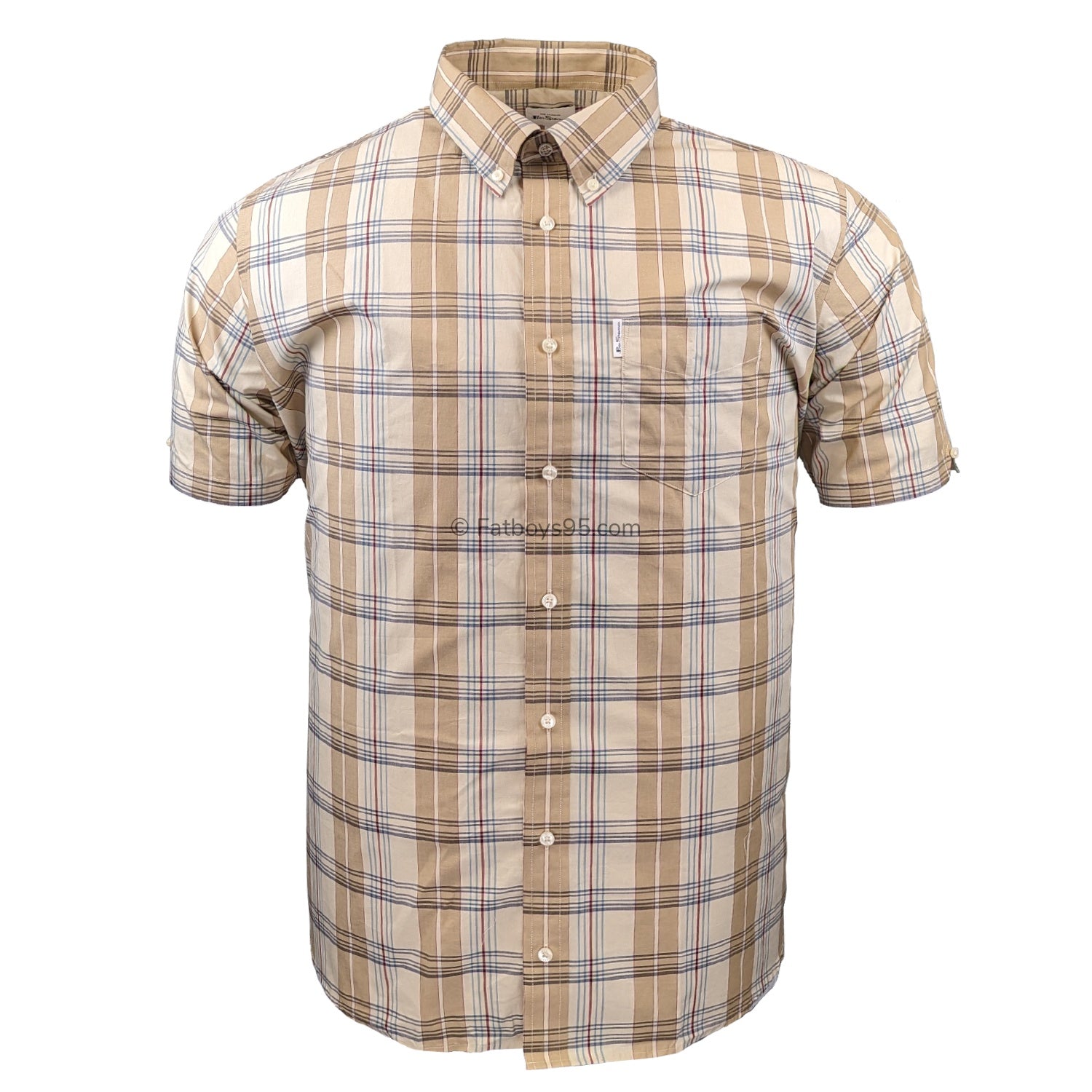 Ben Sherman Irregular Check S/S Shirt - 0075939IL - Sand 1