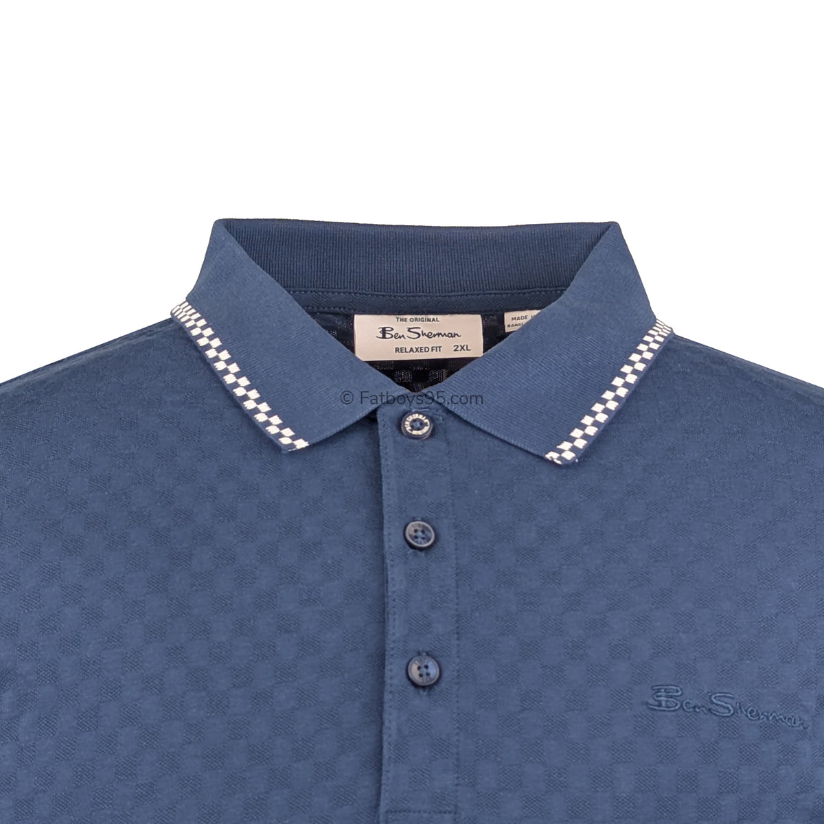 Ben Sherman Chequerboard Texture Polo - 1012403IL - Indigo 2