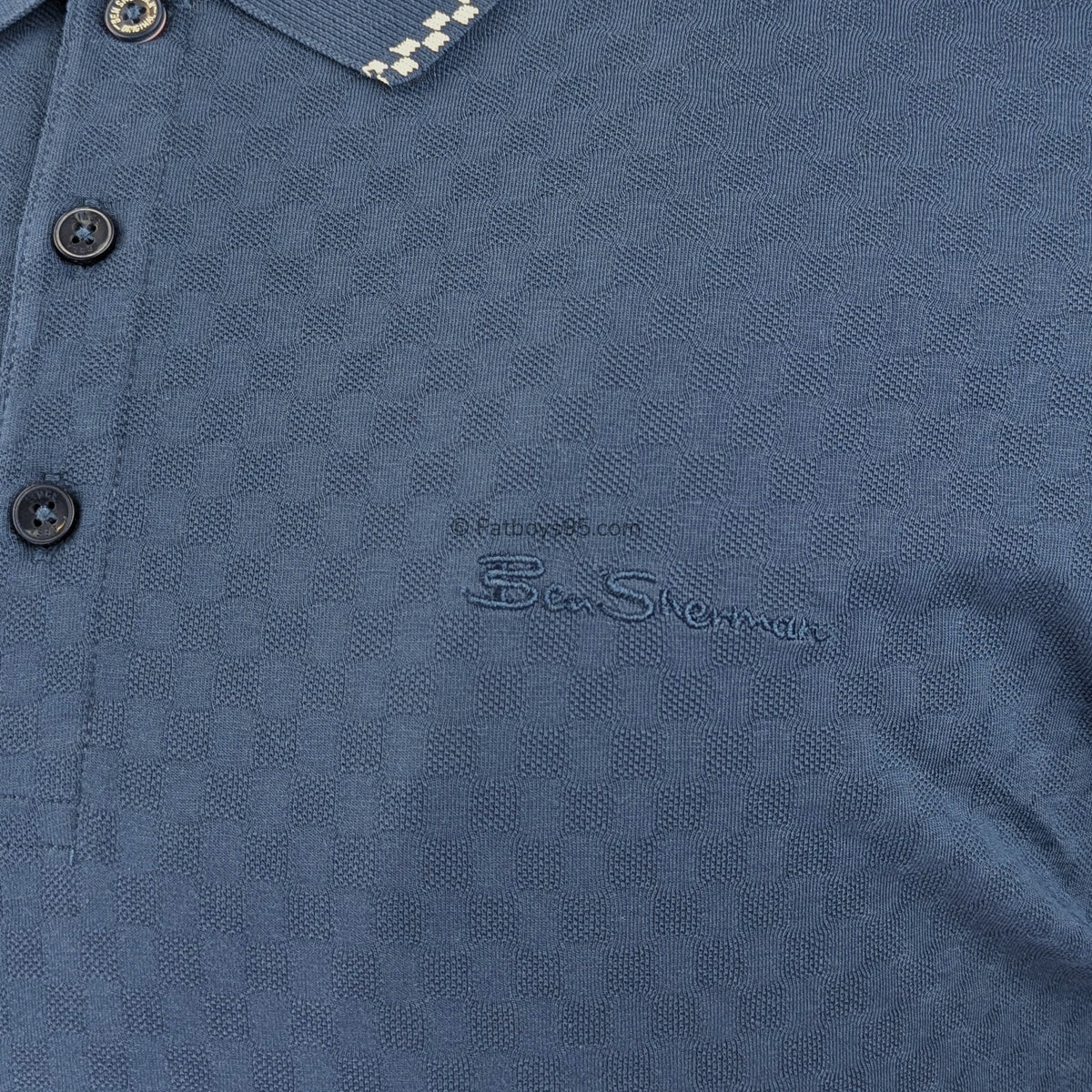 Ben Sherman Chequerboard Texture Polo - 1012403IL - Indigo 3