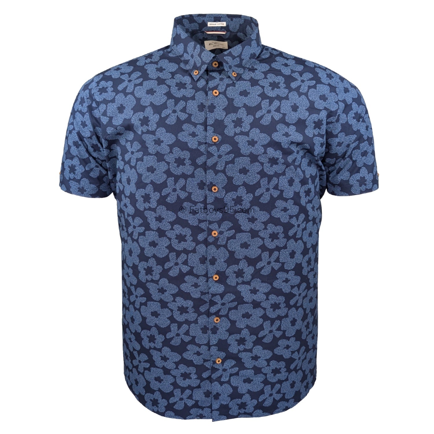 Ben Sherman Stipple Floral Print S/S Shirt - 1012432IL - Dark Navy 1