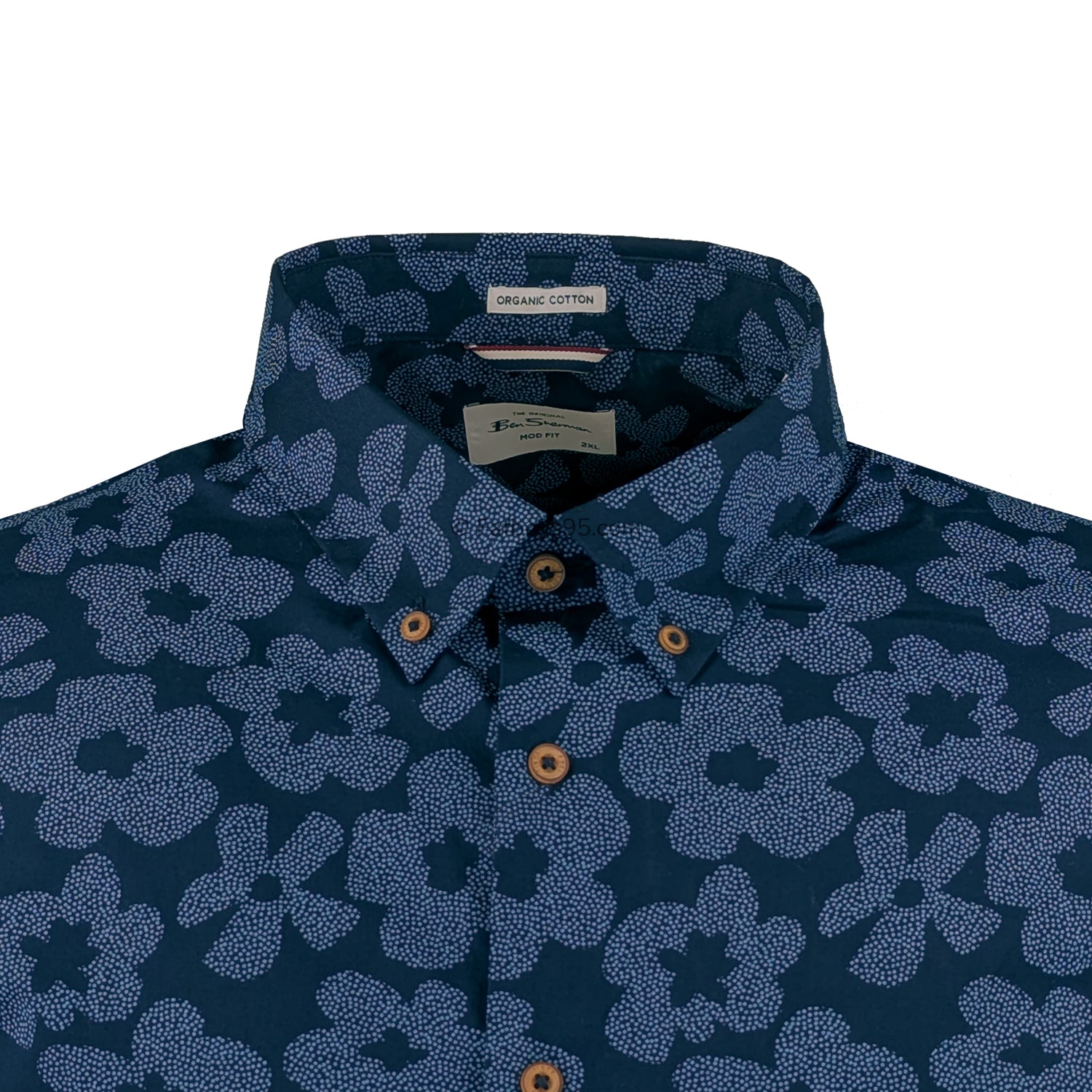 Ben Sherman Stipple Floral Print S/S Shirt - 1012432IL - Dark Navy 2