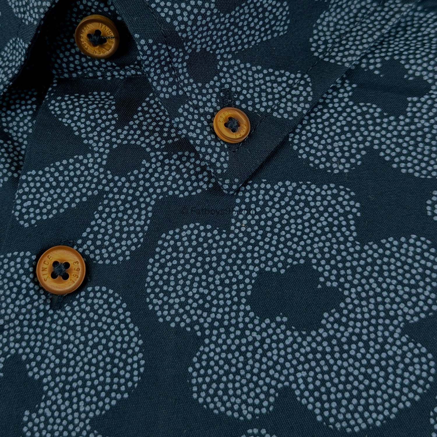 Ben Sherman Stipple Floral Print S/S Shirt - 1012432IL - Dark Navy 3