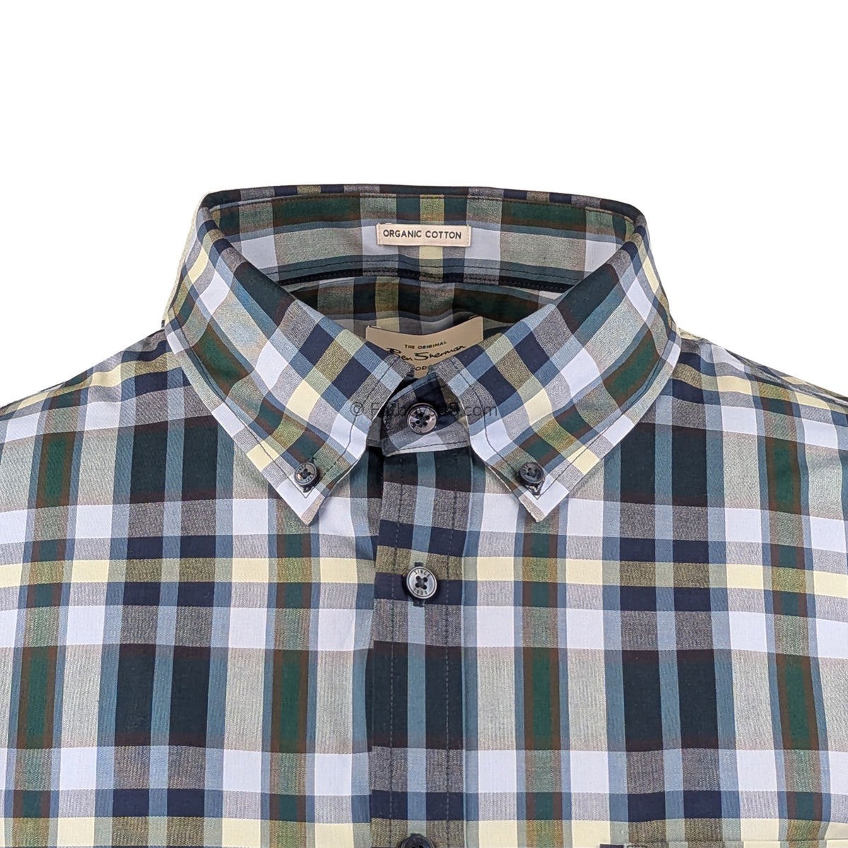 Ben Sherman Irregular Check S/S Shirt - 1012457IL - Dark Green 2