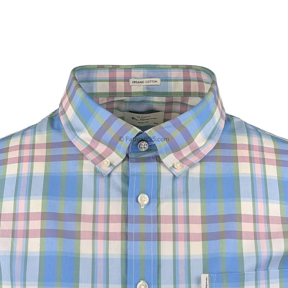 Ben Sherman Irregular Check S/S Shirt - 1012457IL - Glacier 2