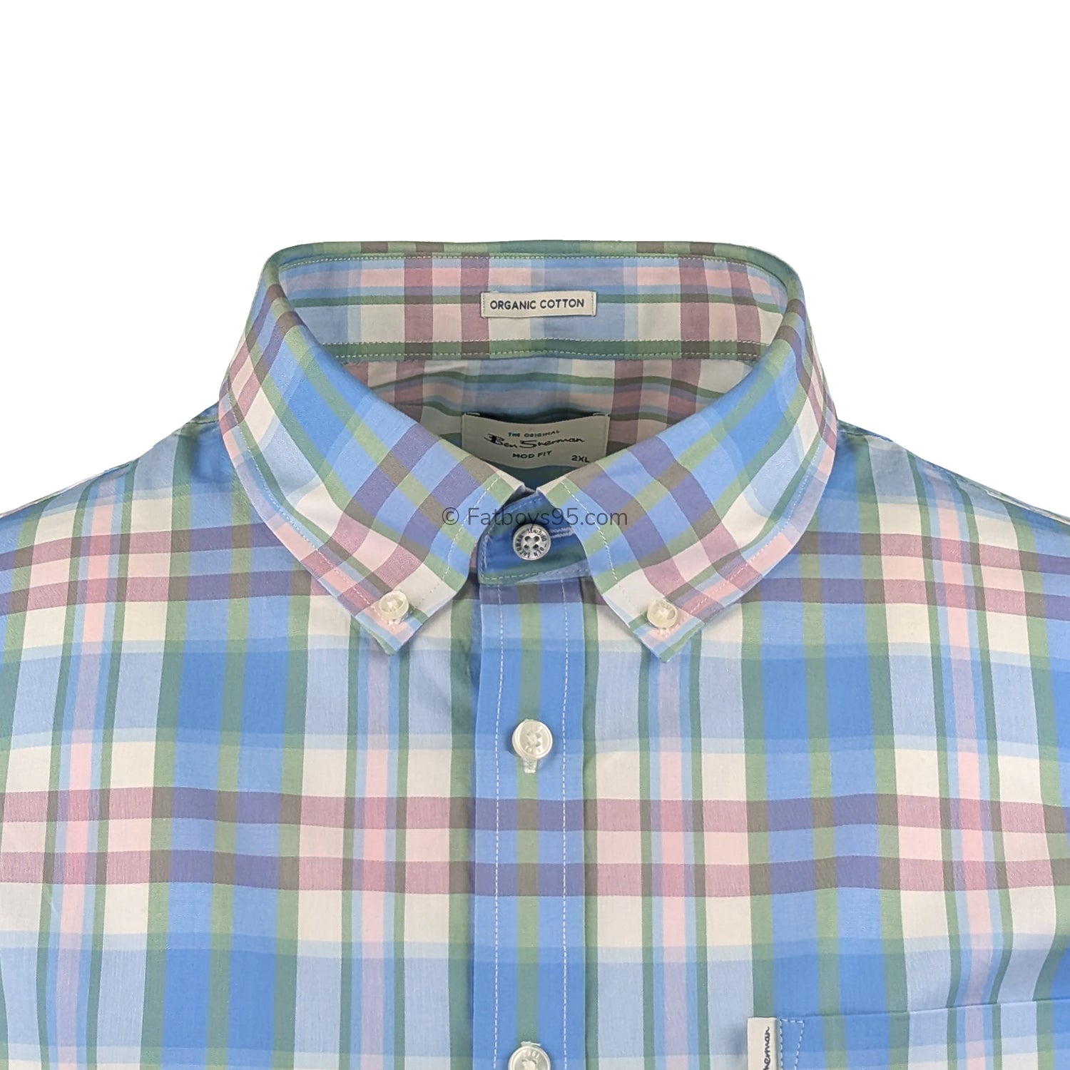 Ben Sherman Irregular Check S/S Shirt - 1012457IL - Glacier 2