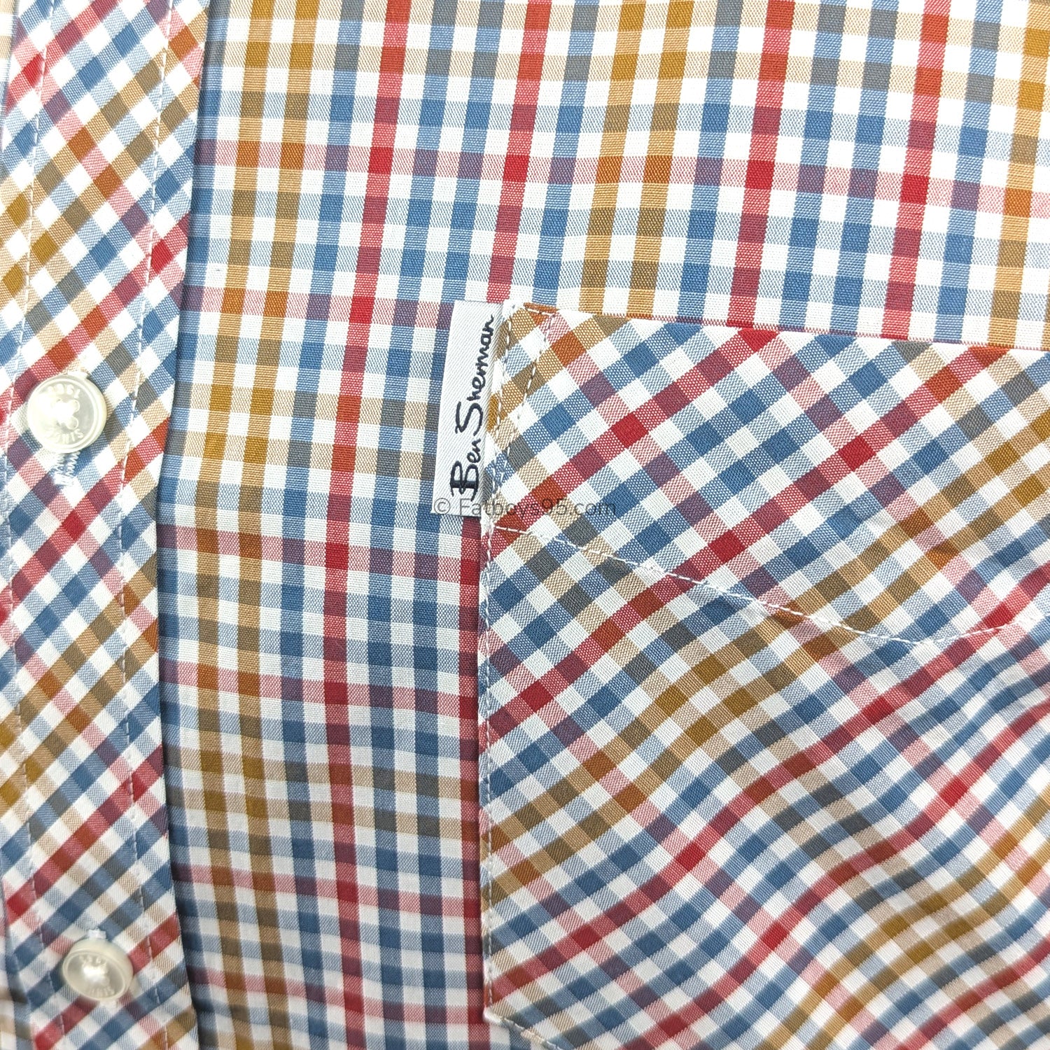Ben Sherman Mini Gingham S/S Shirt - 1012460IL - Snow White 3