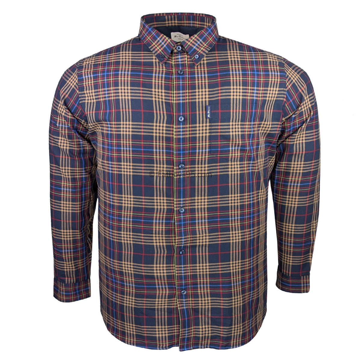 Ben Sherman Multi Check L/S Shirt - 1013099IL - Dark Navy 1