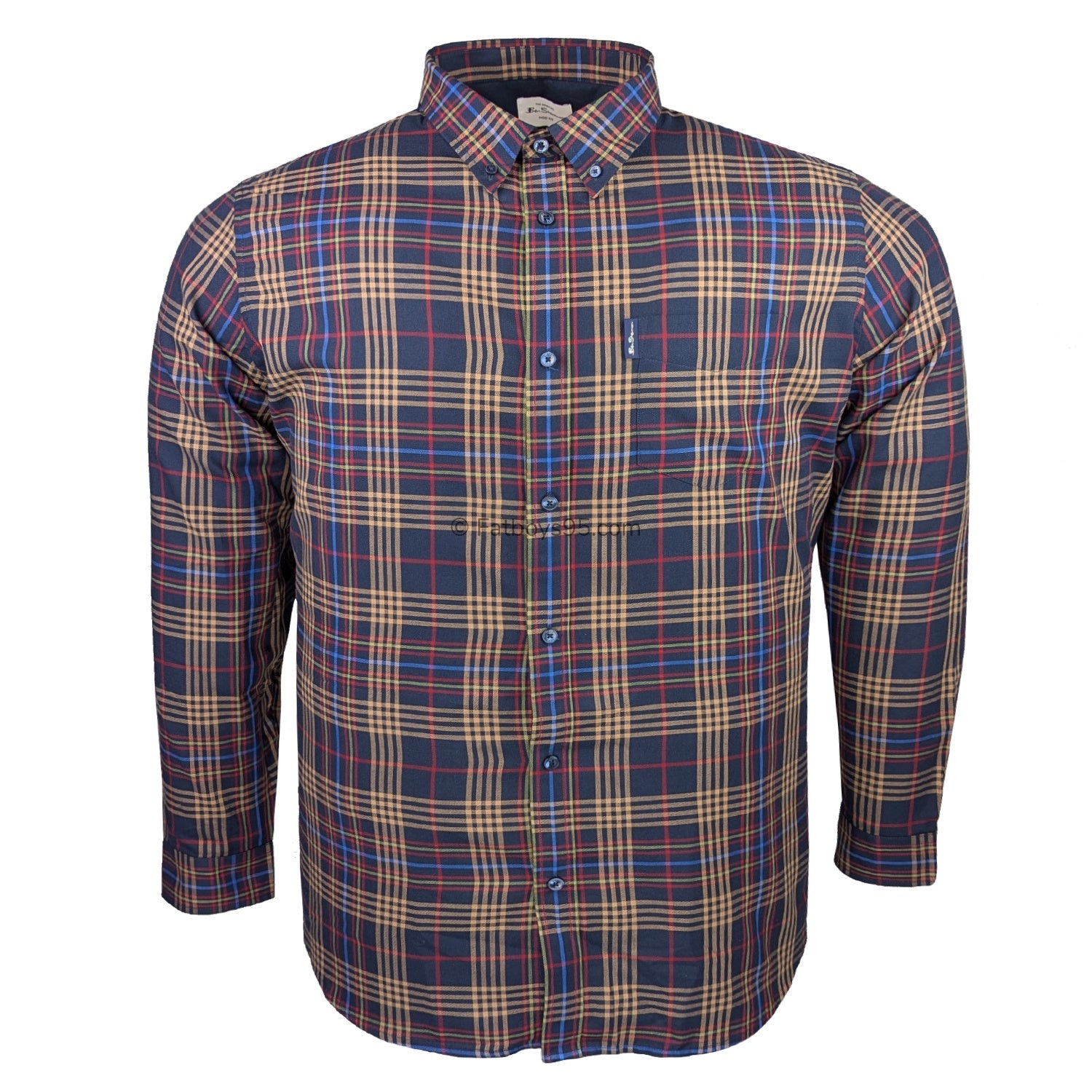 Ben Sherman Multi Check L/S Shirt - 1013099IL - Dark Navy 1