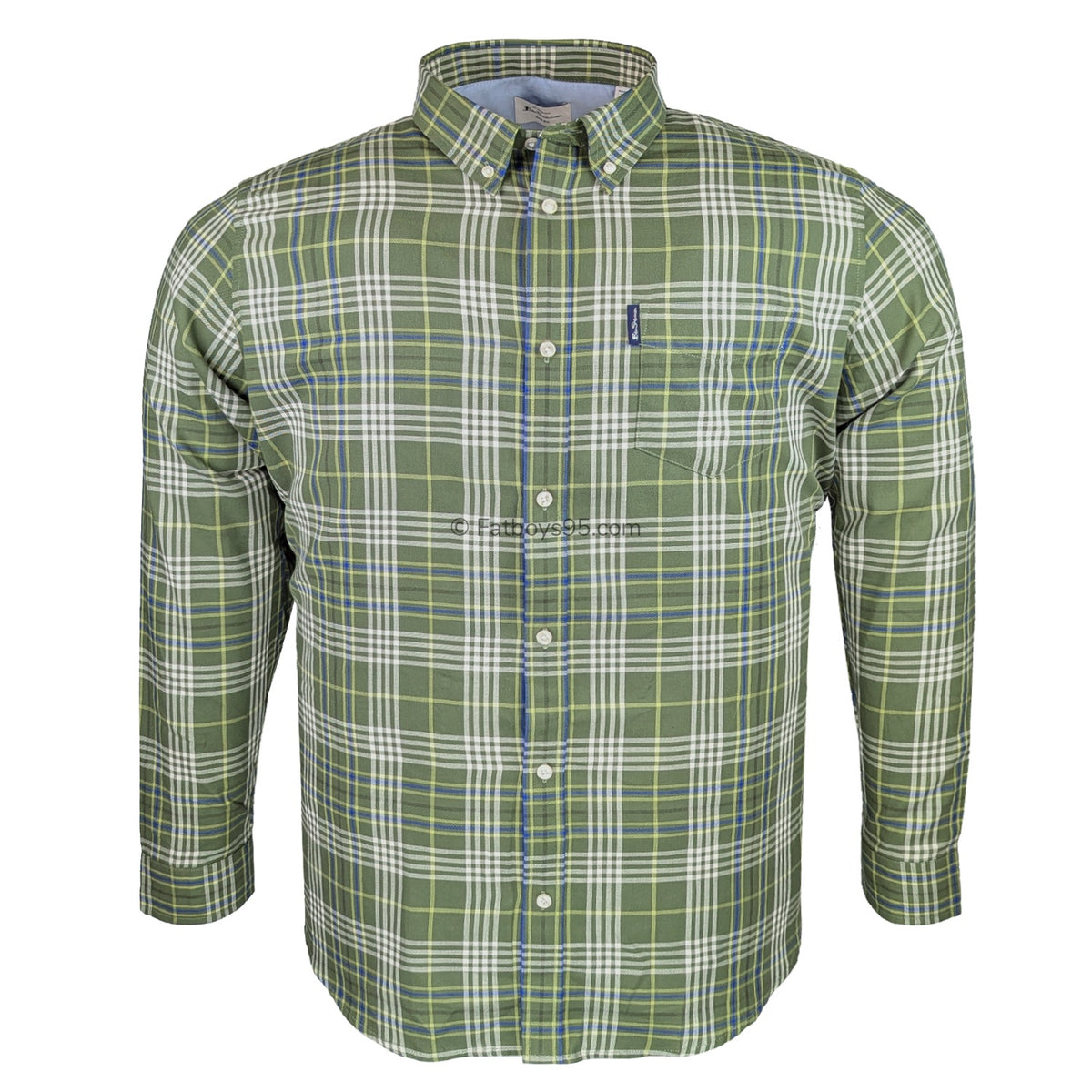 Ben Sherman Multi Check L/S Shirt - 1013099IL - Litchen Green 1