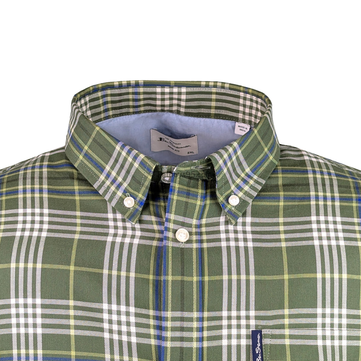 Ben Sherman Multi Check L/S Shirt - 1013099IL - Litchen Green 2