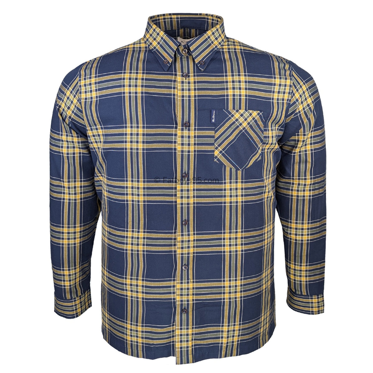 Ben Sherman Grid Check L/S Shirt - 1013100IL - Dark Navy 1