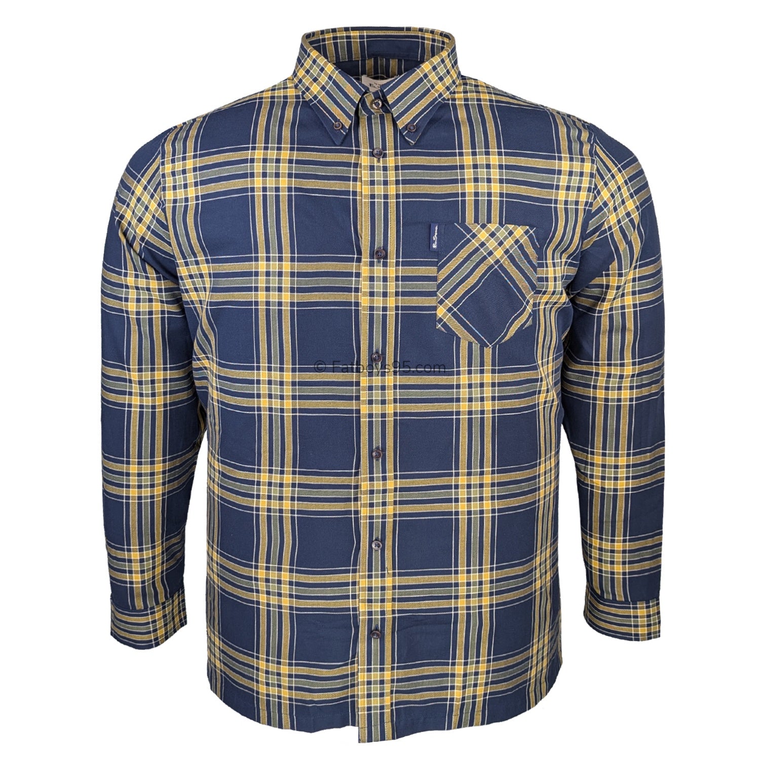 Ben Sherman Grid Check L/S Shirt - 1013100IL - Dark Navy 1