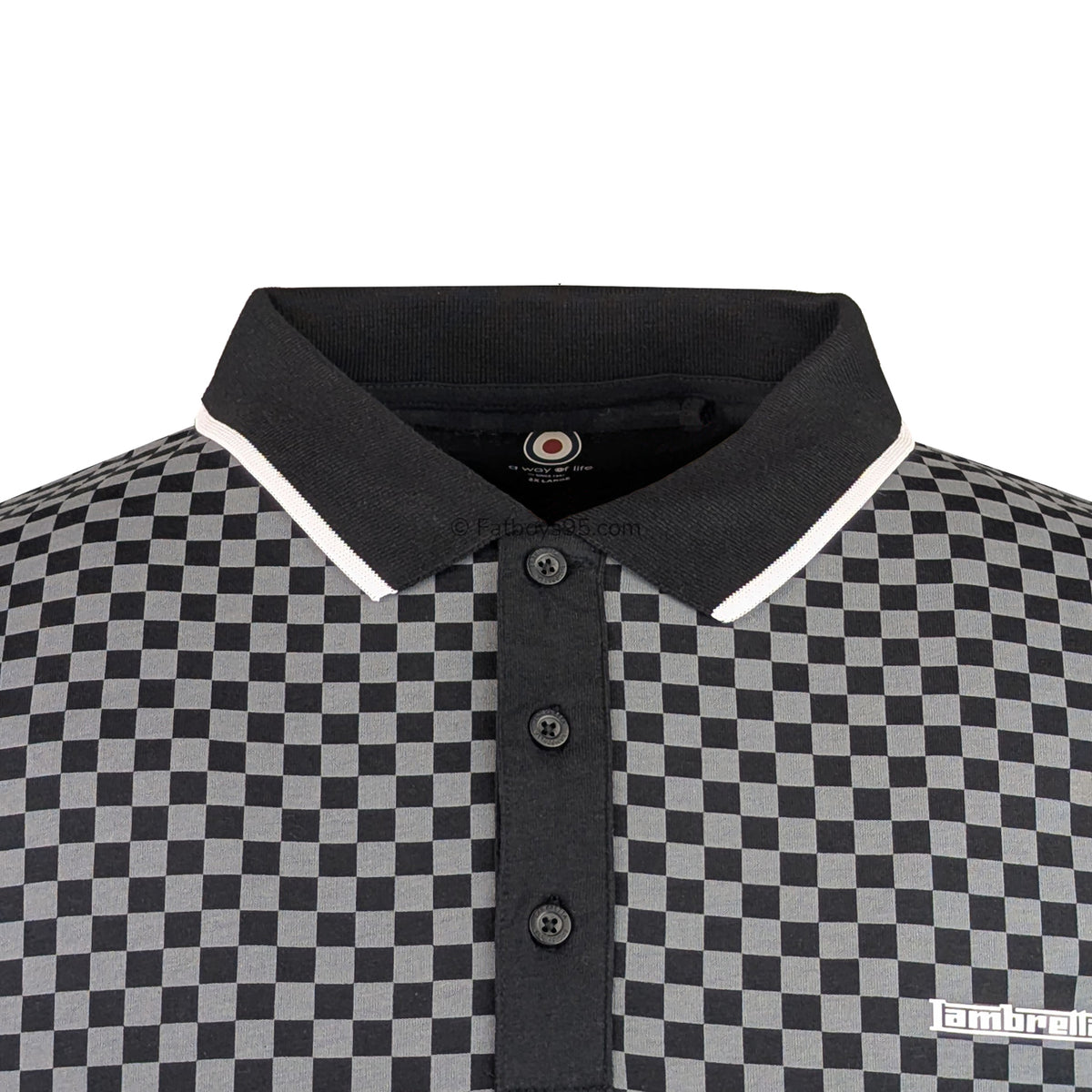 Lambretta Two Tone AOP Polo - LB1224 - Black / Grey 2