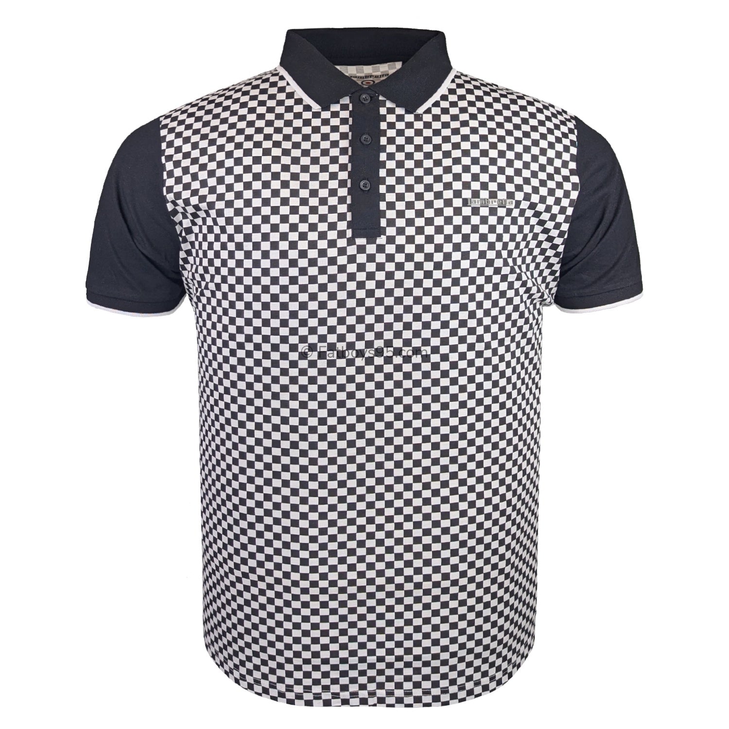 Lambretta Two Tone AOP Polo - LB1224 - Black / White 1