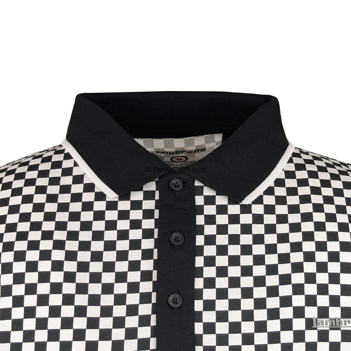 Lambretta Two Tone AOP Polo - LB1224 - Black / White 2