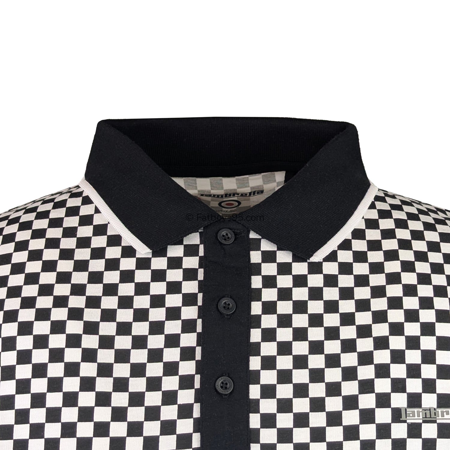 Lambretta Two Tone AOP Polo - LB1224 - Black / White 2