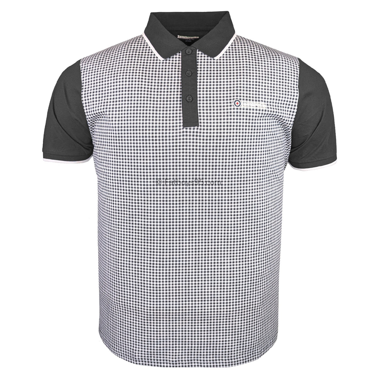 Lambretta Gingham AOP Polo - LB1500 - Black