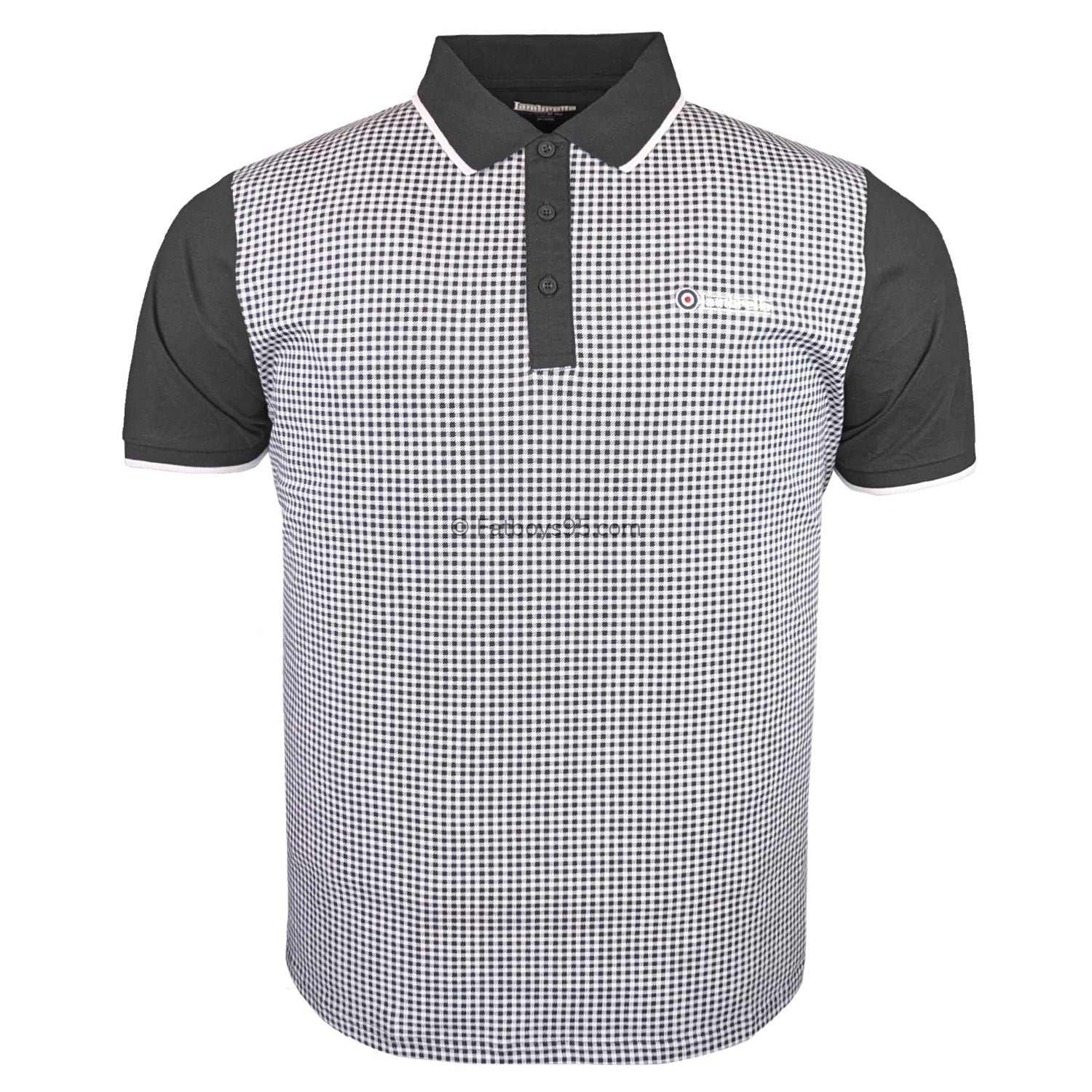 Lambretta Gingham AOP Polo - LB1500 - Black