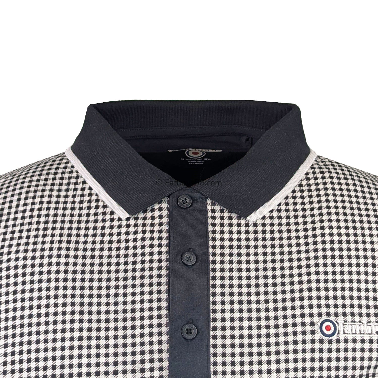 Lambretta Gingham AOP Polo - LB1500 - Black