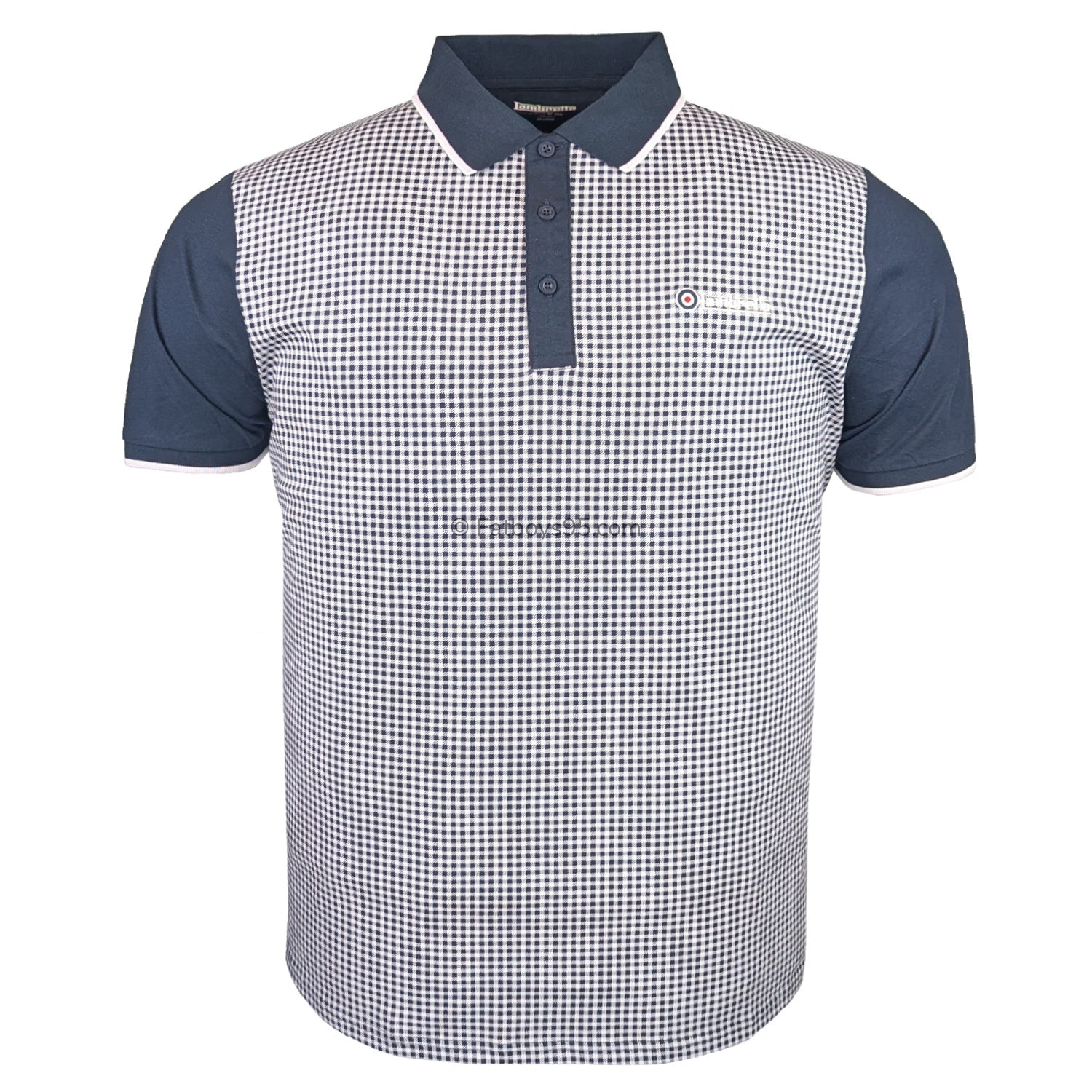 Lambretta Gingham AOP Polo - LB1500 - Navy 1