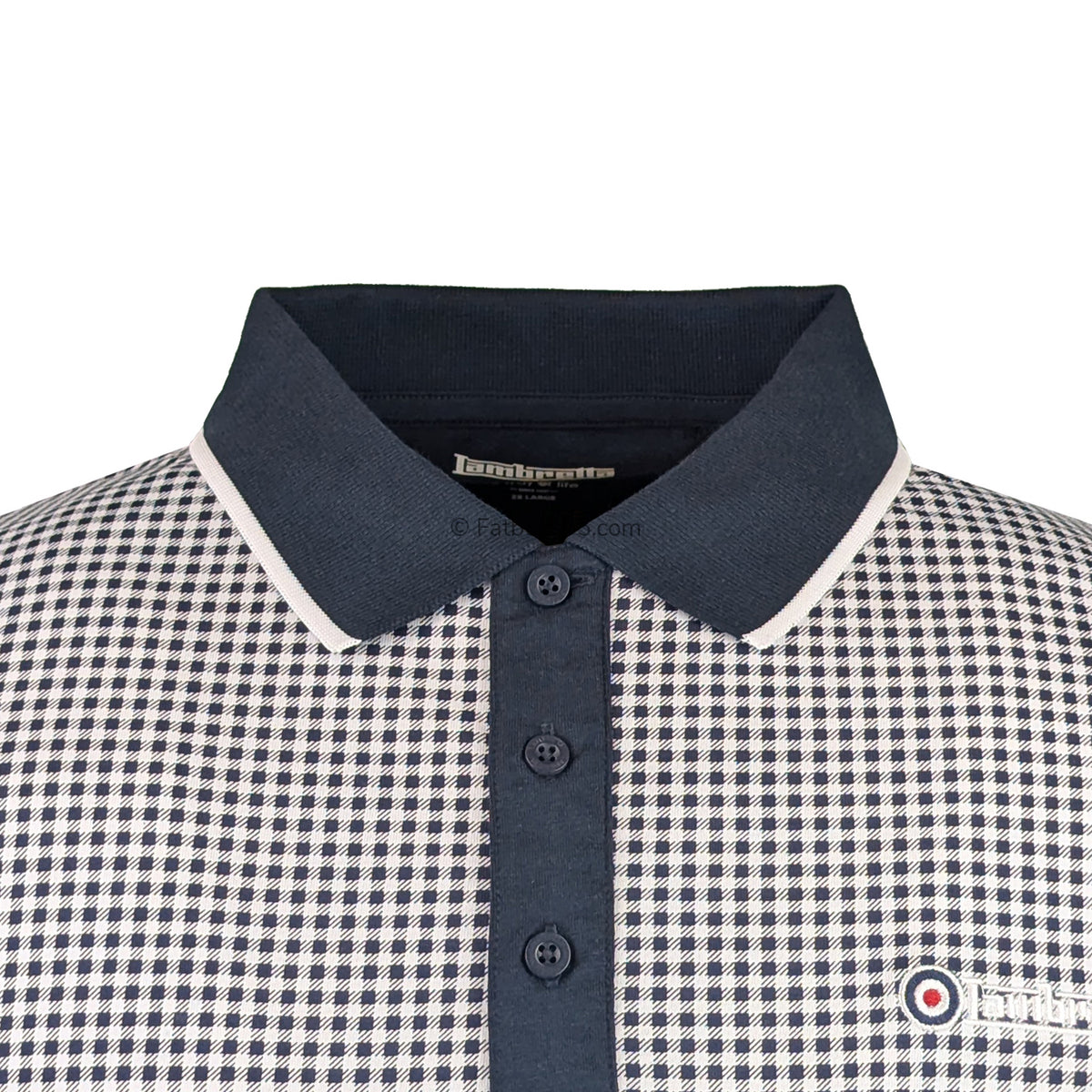 Lambretta Gingham AOP Polo - LB1500 - Navy 2