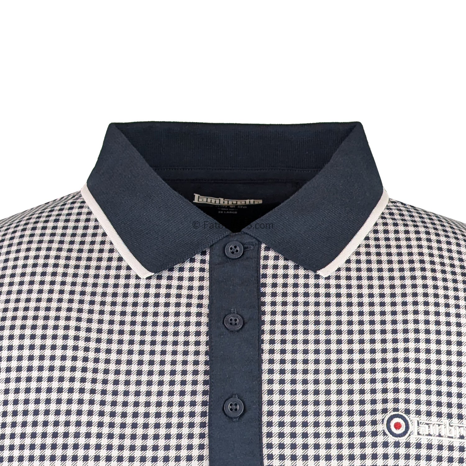 Lambretta Gingham AOP Polo - LB1500 - Navy 2