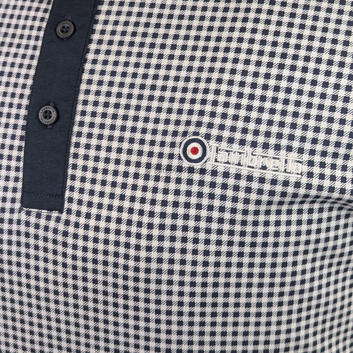 Lambretta Gingham AOP Polo - LB1500 - Navy 3