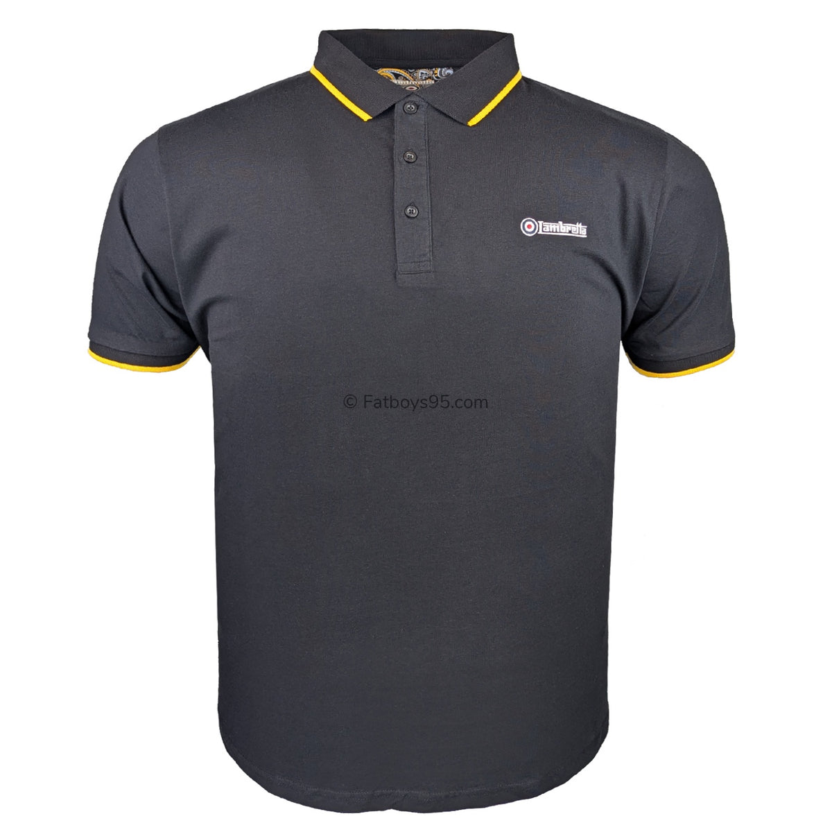 Lambretta Paisley Lined Polo - LB1501 - Black / Gold 1
