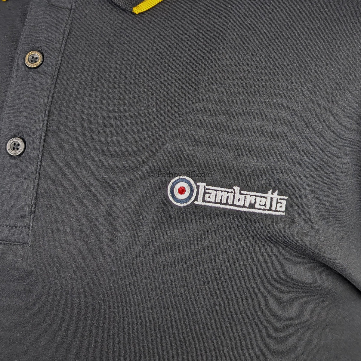 Lambretta Paisley Lined Polo - LB1501 - Black / Gold 3
