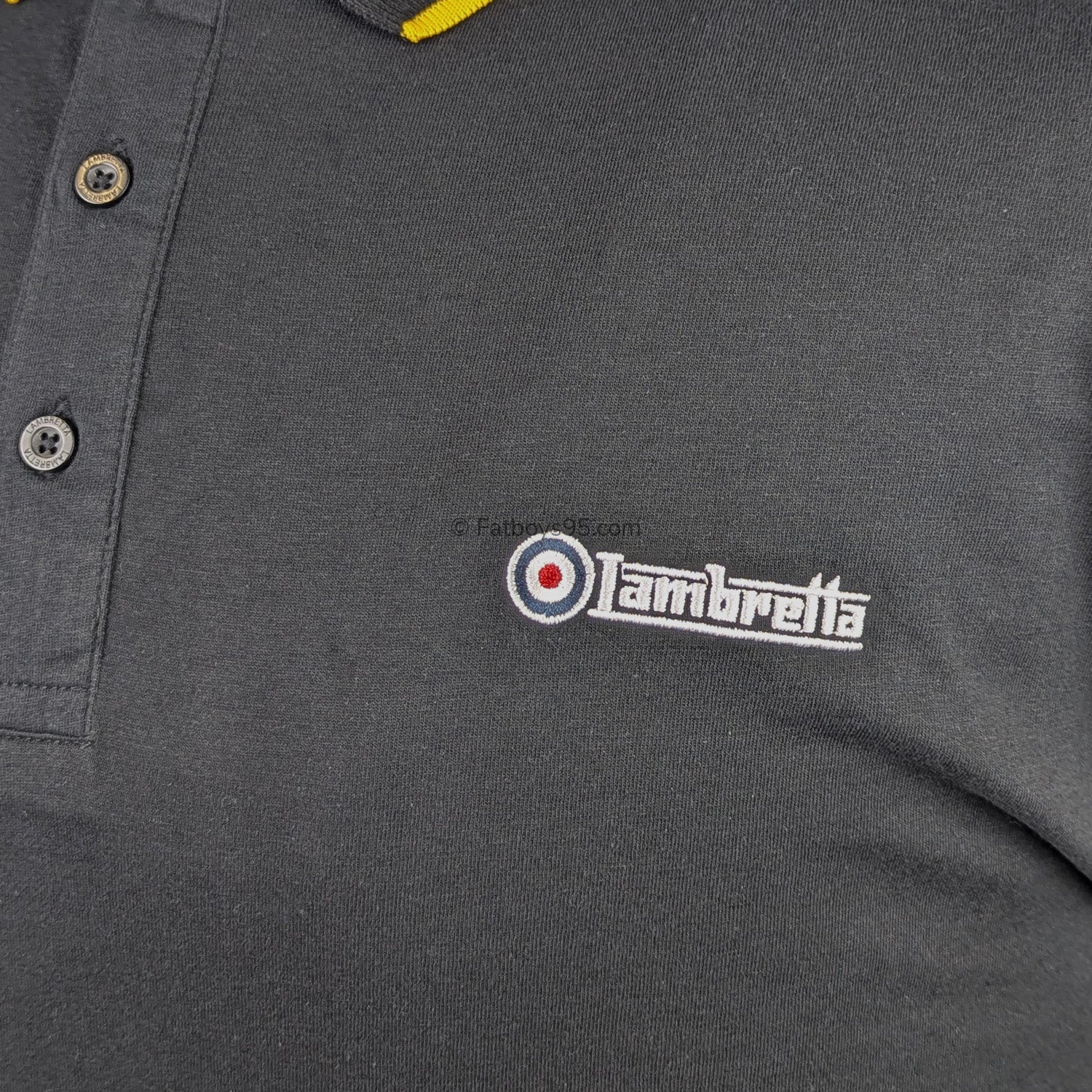 Lambretta Paisley Lined Polo - LB1501 - Black / Gold 3