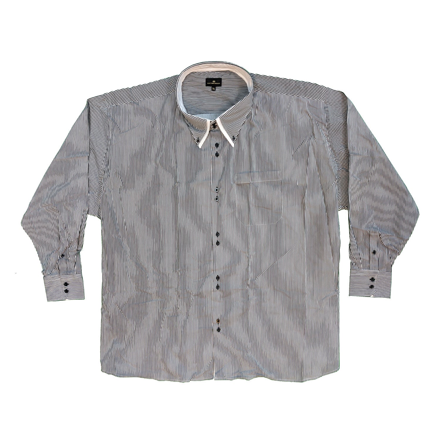 Cotton Valley L/S Stripe Shirt - 15514 - Black / White